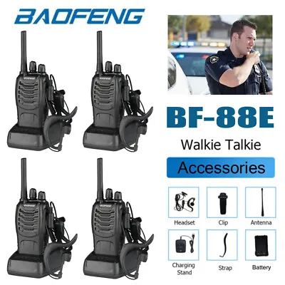 4X Baofeng BF-88E Walkie Talkies PMR 446 MHz 16CH Portable 2Way Radio W/ Headset • £38.99