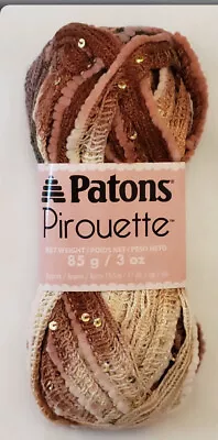 Vtg Patons Pirouette Ruffle-Mesh-Chenille YARN “Sienna Sparkle”#84012 3 Oz Skein • $7.80