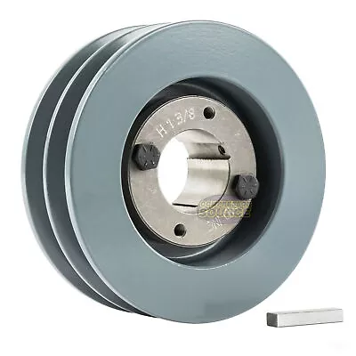 Cast Iron 5  Dual Groove Belt B Section 5L Pulley With 1-3/8   Sheave Bushing • $54.95