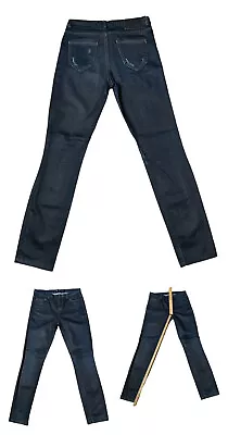 Zara Basic Womens Dark Wax Skinny Jeans SIZE 4 Wax Coating Blue Jeans EUC • £9.02