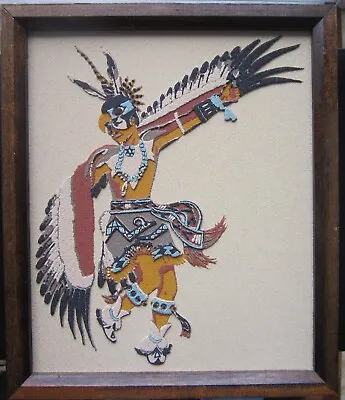$125 • Buy A Vintage Navajo Sand Art Titled  Eagle Dance Ceremony. 