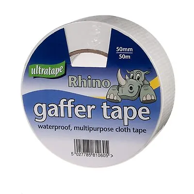 Rhino 50mm 50mtr Multipurpose Gaffer Tape White • £5.49