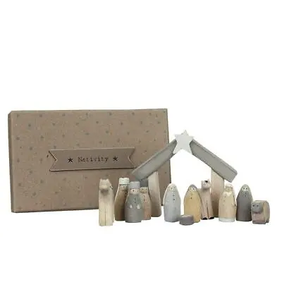 East Of India Miniature Wooden Nativity Keepsake Set - Christmas Gift Idea • £29.49