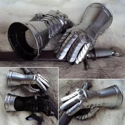 £75 • Buy Medieval Armour / Articulated Steel Gauntlets 18 Gauge. Viking Barbarian