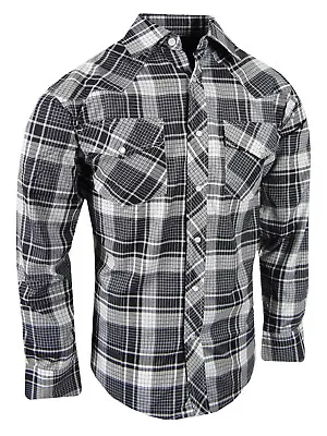 Plaid Shirt Mens Western Flap Pockets Triple Snap Cuff TRUE FIT Country Casual C • $21.95