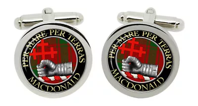 Macdonald Of Sleat Scottish Clan Cufflinks In Chrome Box • $24.65