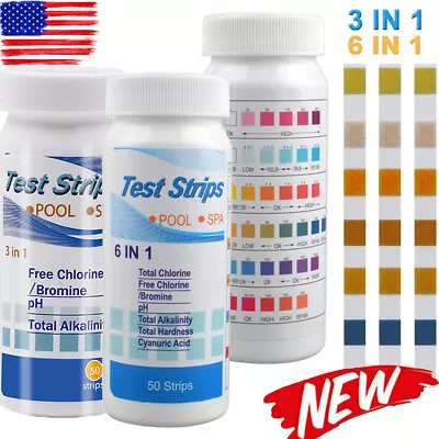 6in1 Chlorine Dip Test Strips Hot Tub SPA Swimming Pool Water PH Tester Paper AR • $7.47