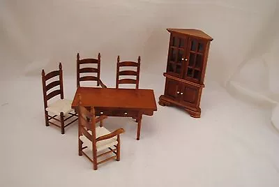 Kitchen / Dining Room Set - Walnut - T6039 Dollhouse Miniature 6pc 1/12 Scale • $26.21