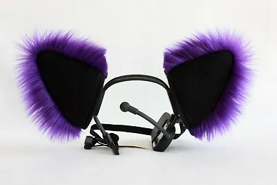 $18.99 • Buy PURPLE & BLACK Furry Kitty Cat EAR Wolf NECOMIMI COVERS ONLY Cosplay Anime