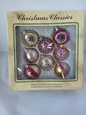 Vintage Romania Indent Glittered Mini Boxed Christmas Classics Ornaments  • $22.99