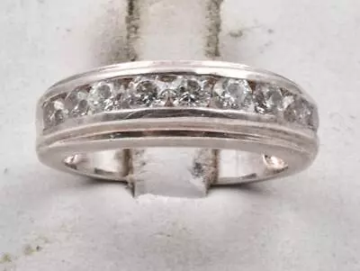 Vintage Sterling Silver & 1 Carat Round CZ's Unisex Wedding Band Ring Size 6 • $15
