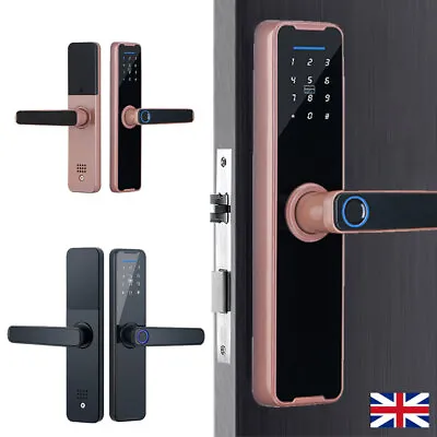 Electronic Smart Door Lock Tuya APP Fingerprint Card Password Key Home Security • £58.99