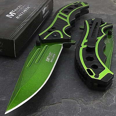 MTECH USA 8.25  GREEN SPRING ASSISTED TACTICAL FOLDING POCKET KNIFE Assist Open • $9.95