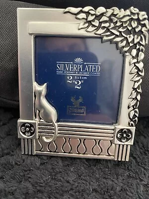 Vintage Highland Cat Silver Plated Photo Frame Miniature 5cm X 5cm • £8