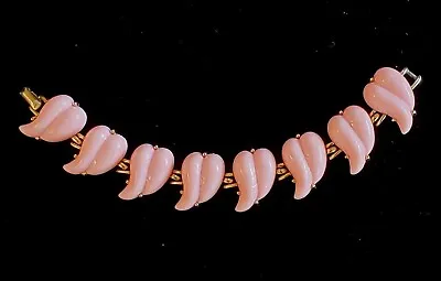 VTG Thermoset Pink Leaves Links  Bracelet • $19.99