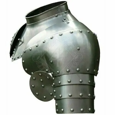 Medieval Larp Gothic Steel Pair Of Pauldrons With Gorget Shoulder Armor 18 Gauge • $157.52
