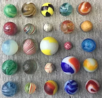 Old Estate Marbles: My FAMOUS  COLORFUL Lot Of  (25) AWESOME  Vintage Marbles • $22.50