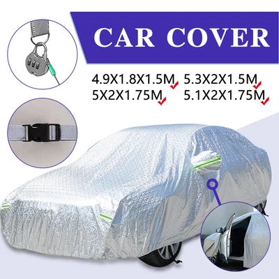$43.99 • Buy Large Car Cover Waterproof Aluminum 6 Layer UV Dust Hail Resitant Universal Size