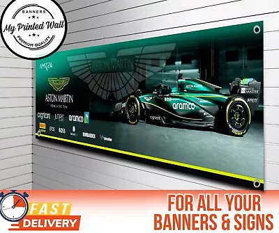 Aston Martin F1 2024 Team Banner For WORKSHOP Garage Fernando Alonso Etc • $21.12