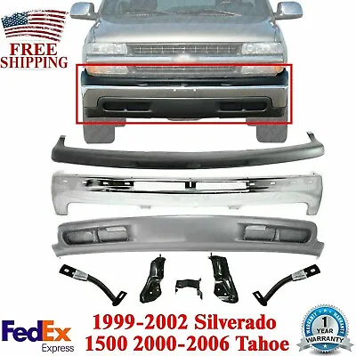Front Bumper Chrome Steel Kit+Brackets For 99-02 Chevy Silverado 1500/00-06 Taho • $507.29