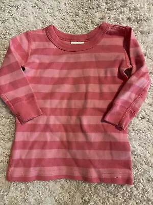 Hanna Andersson Girls Sz. 60 Classic Pink Striped Pj Top. Adorable  • $9.50