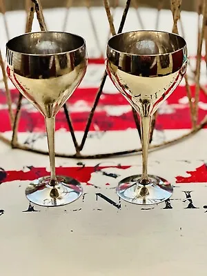 Pair Of VTG Leonard EPNS Silver Stemmed Wine Goblets/Glasses India 7.5  • $22