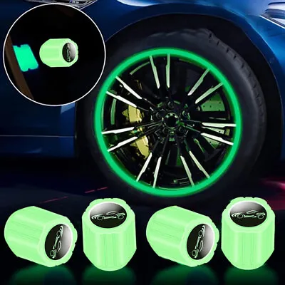 4Pcs Universal Glowing In Dark Fluorescent Car Tire Valve Caps Cover Accessories • £3.37
