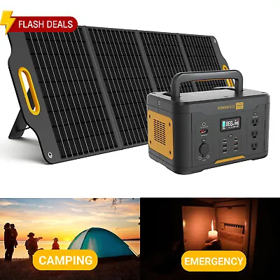 POWERNESS 1000W Solar Generator W/ Solar Panel Camping Off-grid Emergency Backup • $520.99