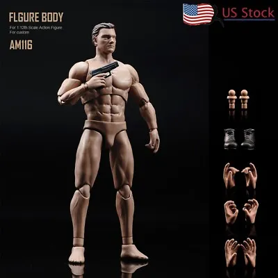 US ANT AM116 1/12 Male Flexible Strong Muscular Body +Head 6'' Action Figure Toy • $27.25