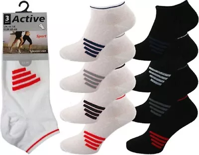 £4.99 • Buy 3 Pairs Mens Cotton Low Cut Big Foot Gym Trainer Socks Black & White Size 11-14
