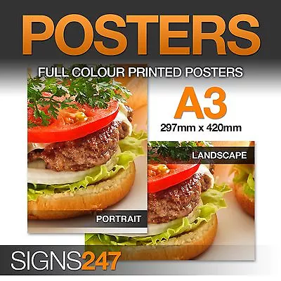 WATERPROOF POSTER A3 PRINTING Full Colour Exterior Poster Printing Service • £9.49