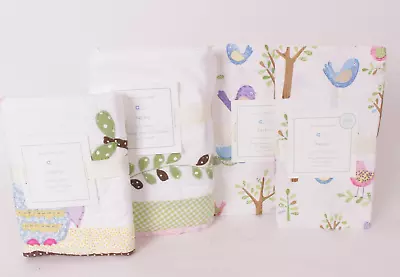 $59.46 • Buy Pottery Barn Kids Hayley Bird Owl Nursery Bedding Set: Crib Skirt, Sham 2 Sheets