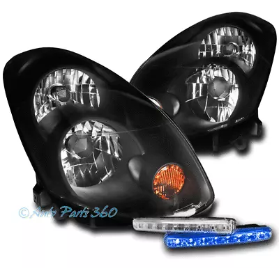 For 05-06 G35 Sedan 4dr (fit Hid) Black Headlights Headlamps W/blue Led Drl Kit • $253.95