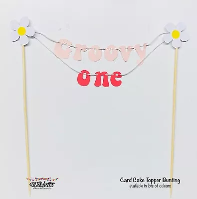 Cute Hippy Daisy Flower Theme Cake Topper Bunting Cupcake Toppers White Yellow • $11.88