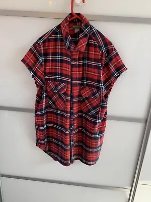 Ladies H&M Red  Tartan Sleeveless Check  Shirt Size S • £4.50