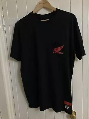 Honda Racing Black Short Sleeve T-shirt Honda Motocross Tee Motorcycle Size M • £20