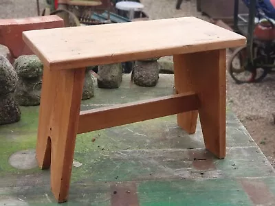 Vintage Pitch Pine Jointed Stool Milking Handmade Childrens Stool • £50