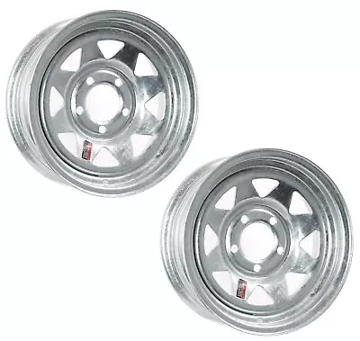 Two Boat Trailer Rims Wheels 14 In. 14X6 5 Lug Hole Bolt Galvanized Spoke Design • $135.97