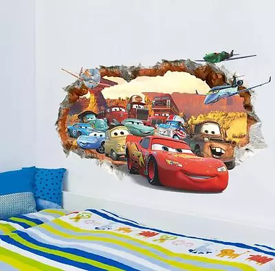 NEW Disney Cartoon Lightning McQueen Cars HUGE Wall Stickers Kids Home Decor USA • $13.22