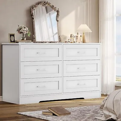 6 Drawers Dresser Double Wood Storage Dressers Chests Of Drawers For Bedroom • $179.99