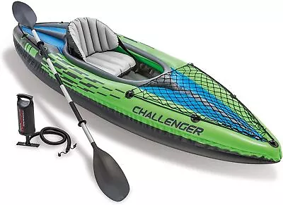 Intex Challenger K1 Inflatable Kayak ✅ 1 Person Canoe Boat ✅ Pump & Oar ✅ NEW • £78.99