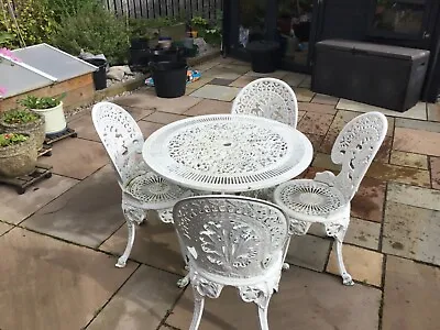 £125 • Buy Painted Cast Aluminium Metal Garden Table 4 Chairs Bistro Patio Furniture Set