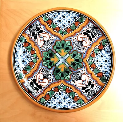 Large Colorful Talavera Tres Coronas Mexico Pottery Serving Plate 11.25   • $22.50