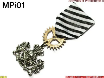 Steampunk Badge Brooch Pindrape Medal Pirate Skullcrossbones Coat Of Arms #MPi01 • $11.37