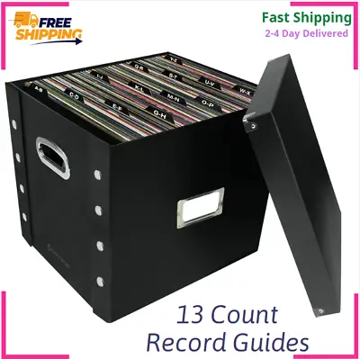 Snap-N-Store Vinyl Records Storage Box With 13 Count Record Guides Black • $29.67