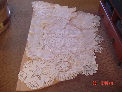 Lot - 15 Vintage White Doilies Fancy Crochet Embroidery Old Handmade • $24.99
