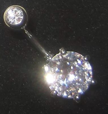 £4.20 • Buy Large 10mm Clear Crystal - Gem Belly Bar - Choose Length: 6mm 8mm 10mm 12mm 14mm