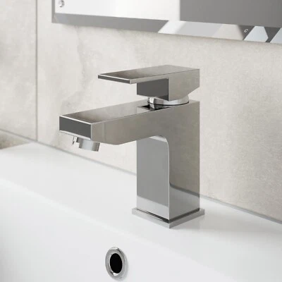 £28.97 • Buy Modern Chrome Bathroom Square Tap Sets | Basin & Bath Taps With Shower & Waste