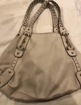 Vintage Gucci Leather Pelham Hobo Purse Off White Woven Handles Authentic • $100