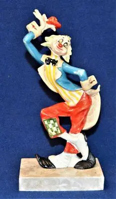 Vtg FONTANINI DEPOSE Italy CLOWN 9 H Figurine On Gray Carrara Marble Base #945 • $53.99